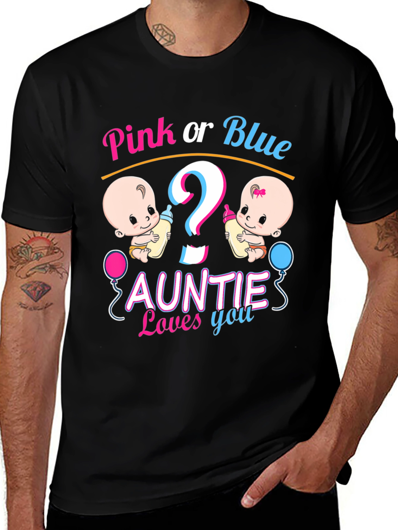 Pink or Blue Auntie Loves You T-Shirt