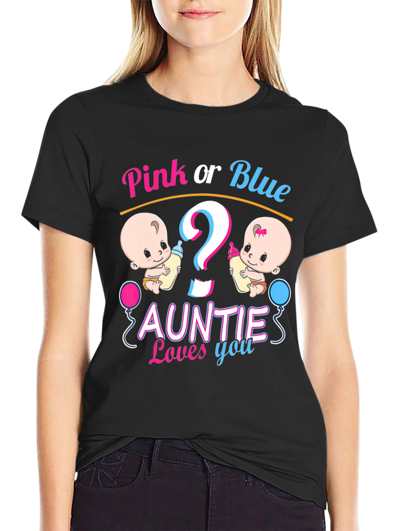 Pink or Blue Auntie Loves You T-Shirt
