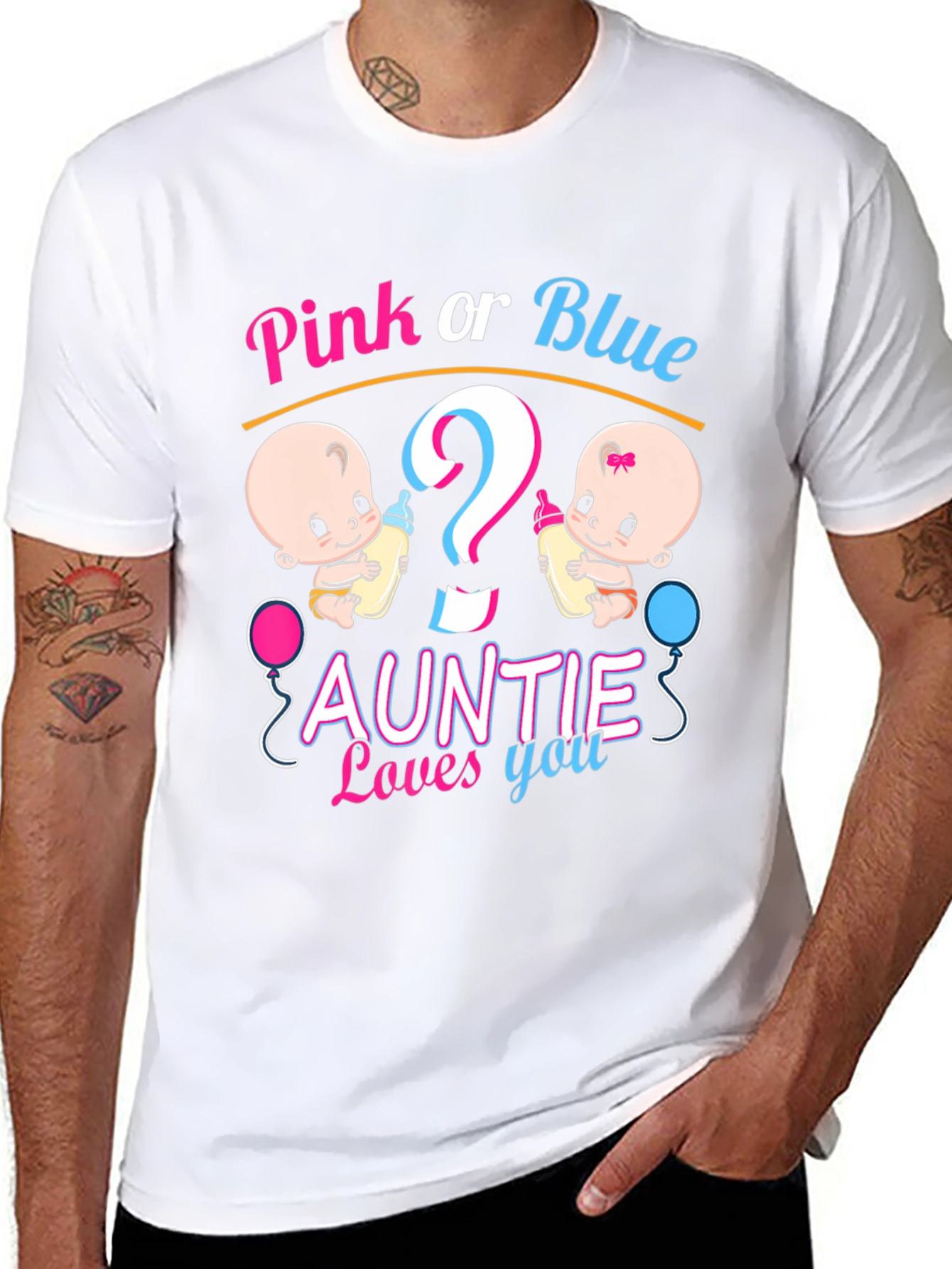 Pink or Blue Auntie Loves You T-Shirt
