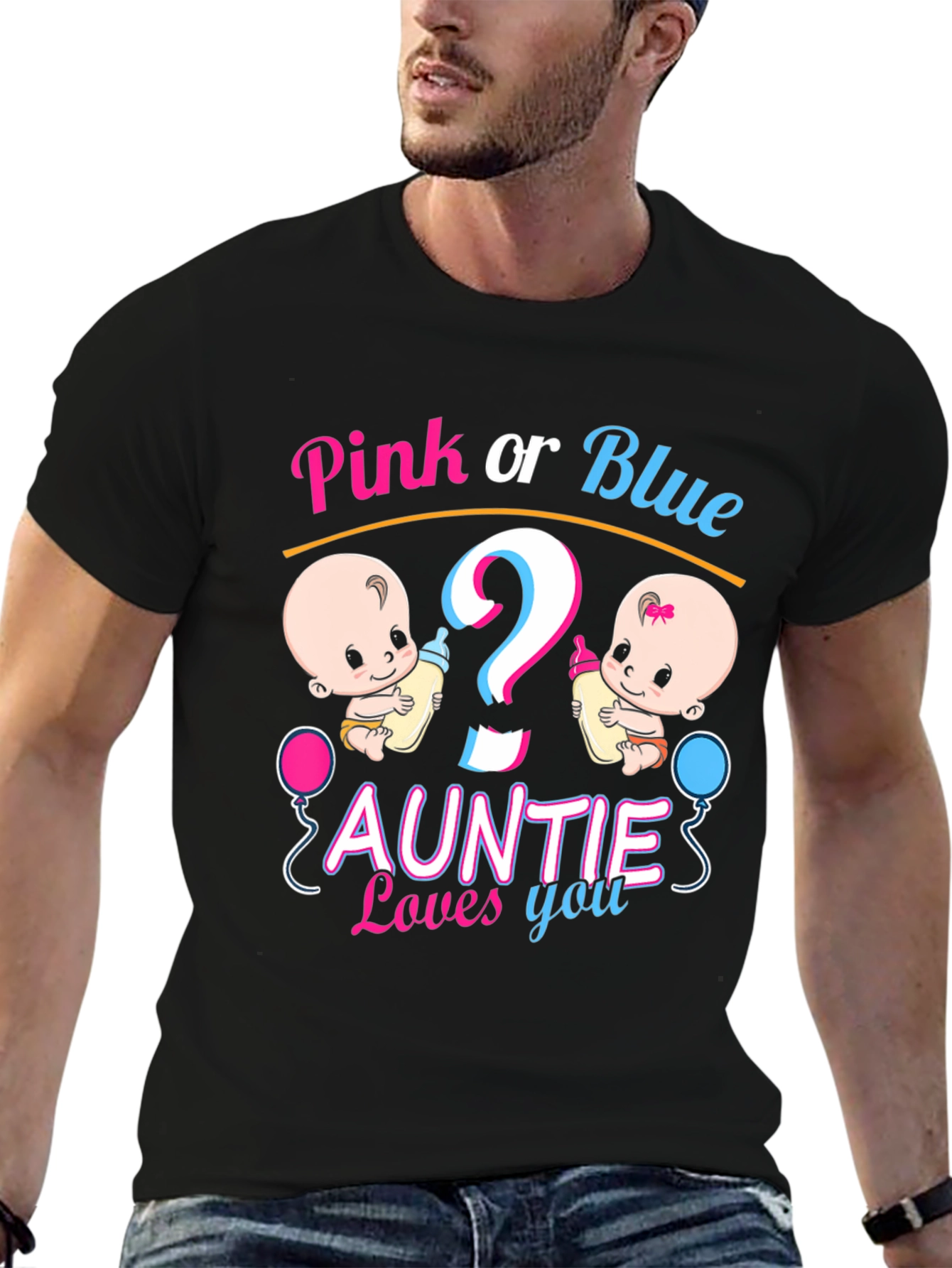 Pink or Blue Auntie Loves You T-Shirt