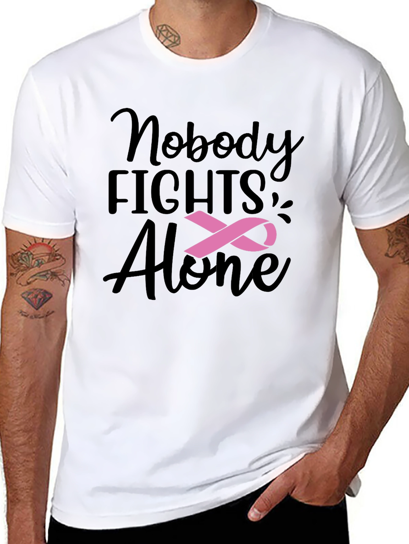Nobody Fights Alone T-Shirt: Breast Cancer Awareness