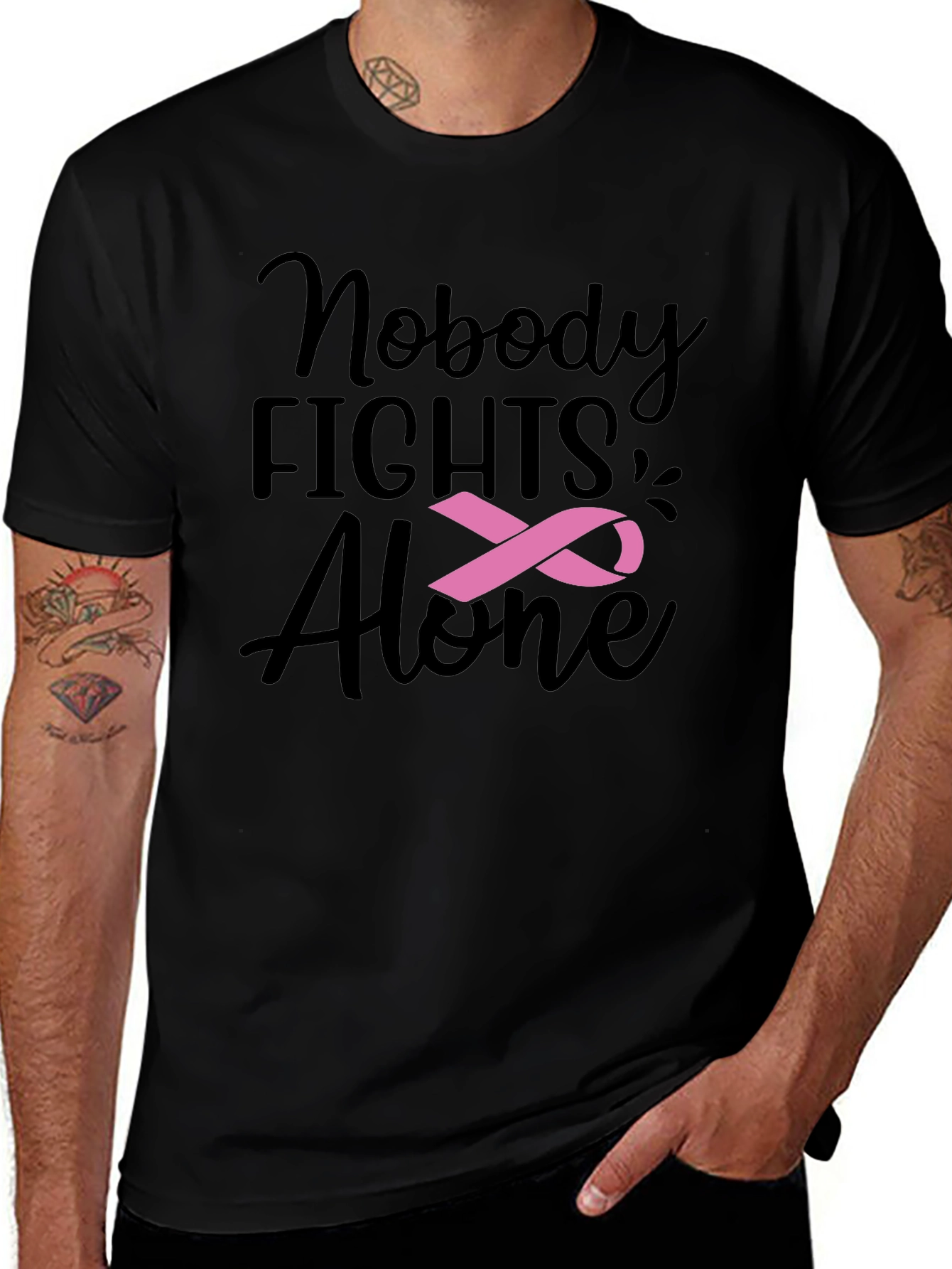 Nobody Fights Alone T-Shirt: Breast Cancer Awareness
