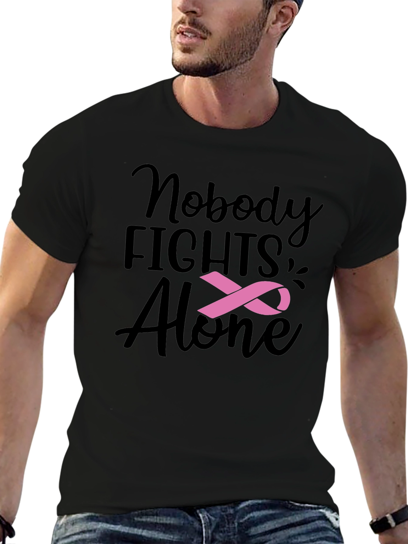 Nobody Fights Alone T-Shirt: Breast Cancer Awareness