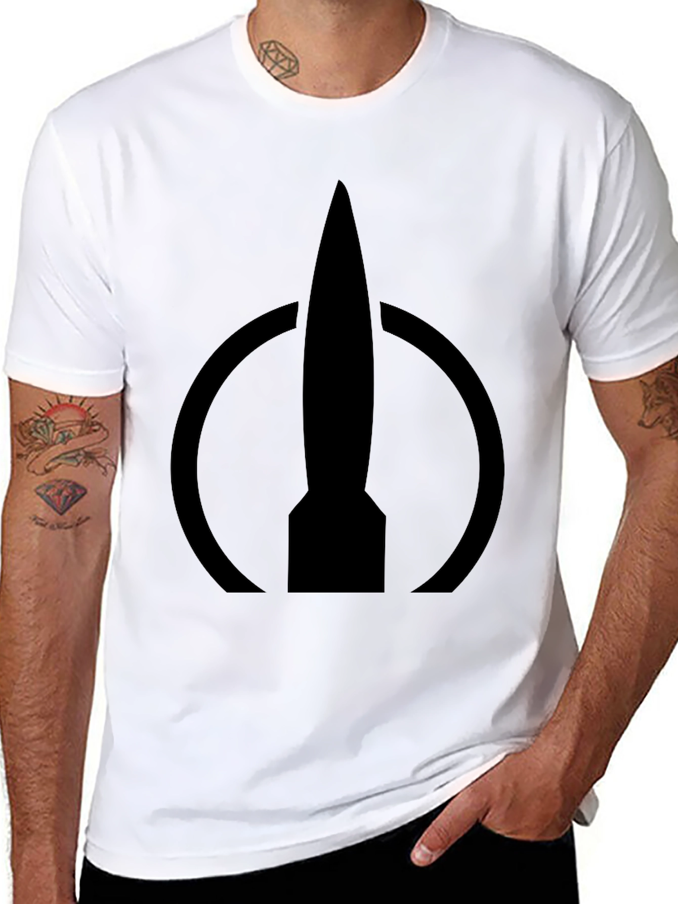 Rocket Logo Black T-Shirt - Modern Design