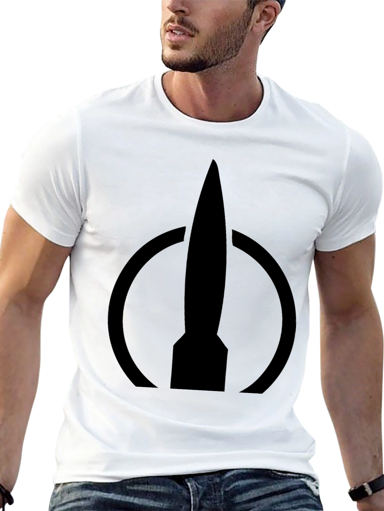 Rocket Logo Black T-Shirt - Modern Design