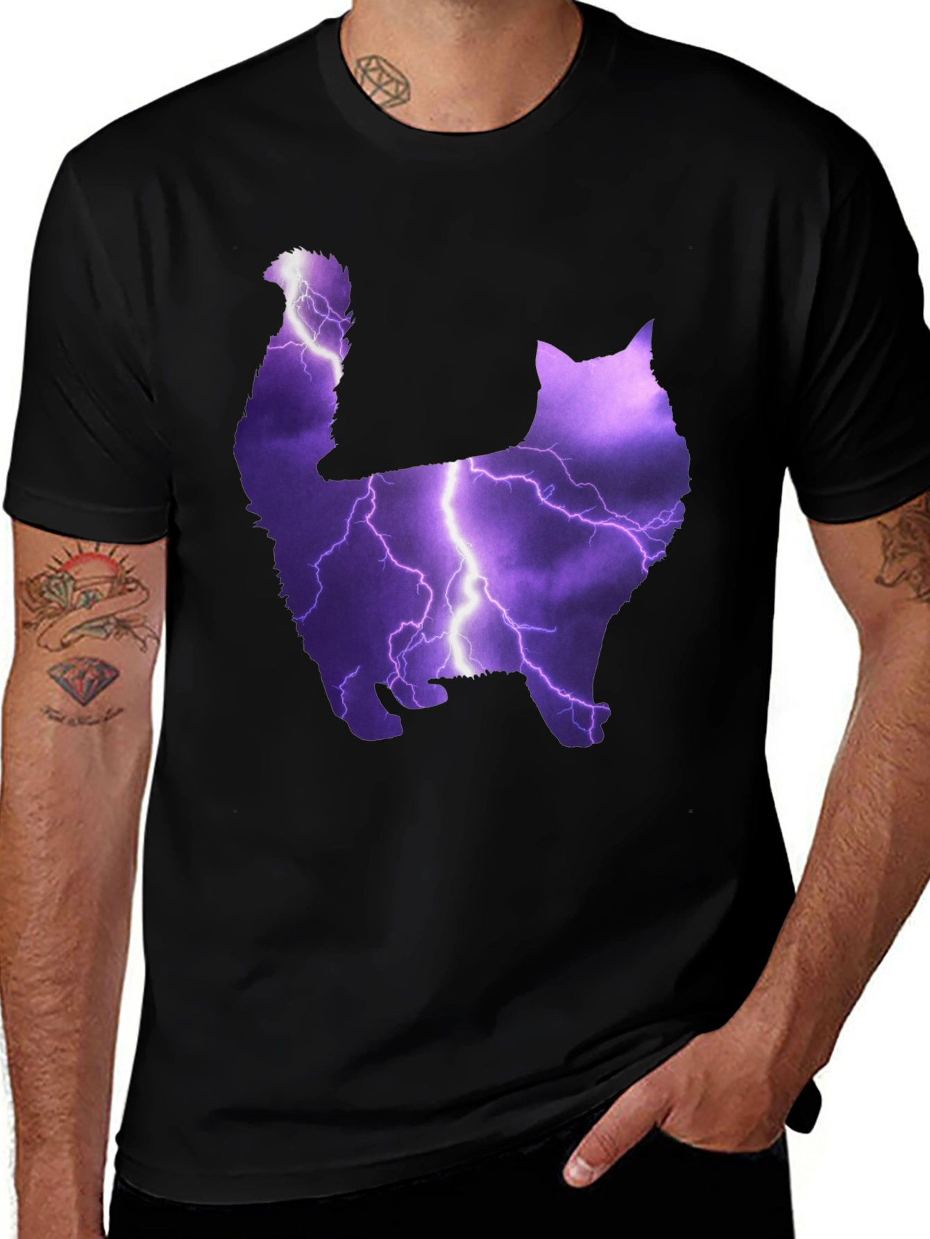 Cat Lightning Bolt Graphic T-Shirt