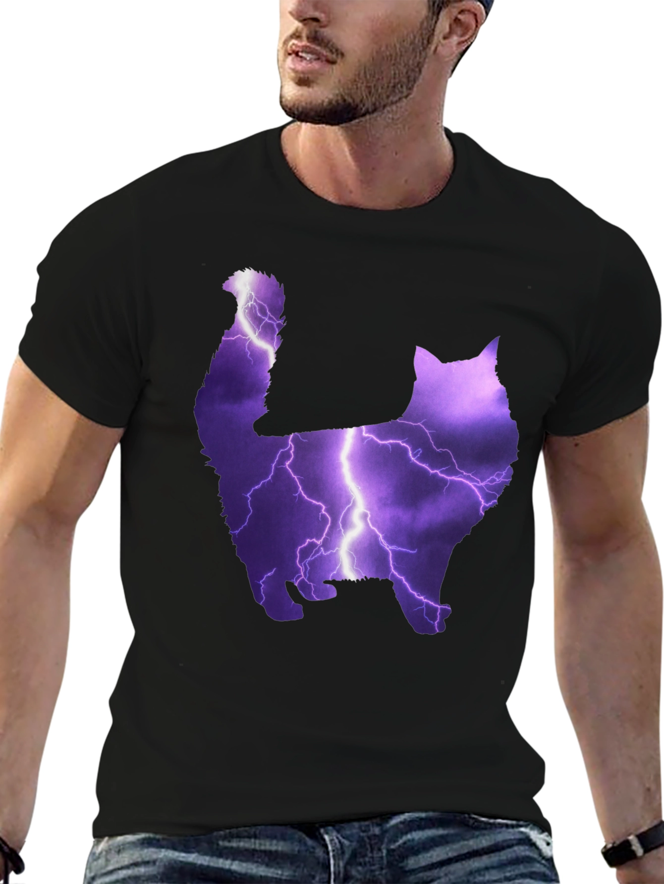 Cat Lightning Bolt Graphic T-Shirt