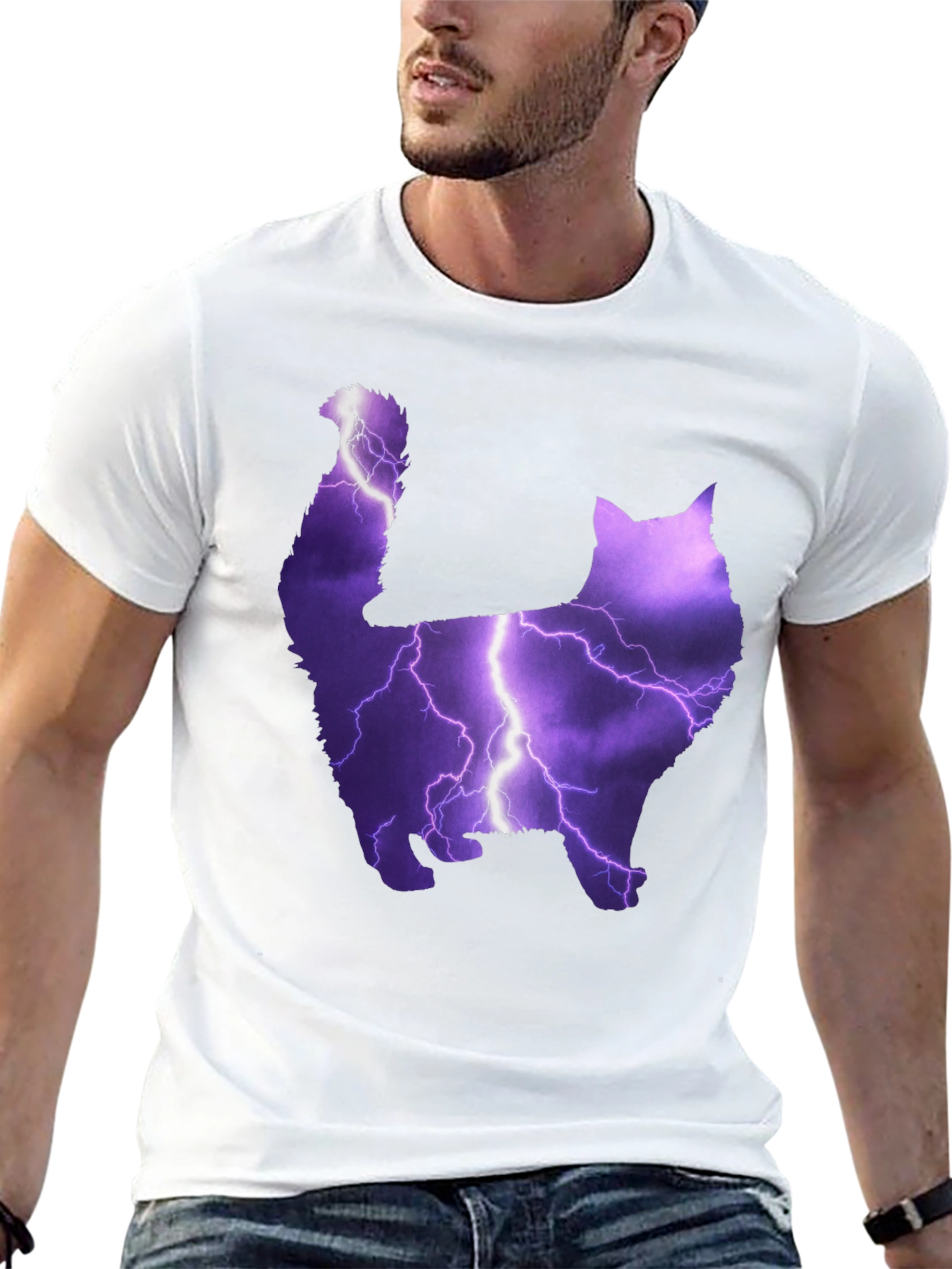 Cat Lightning Bolt Graphic T-Shirt