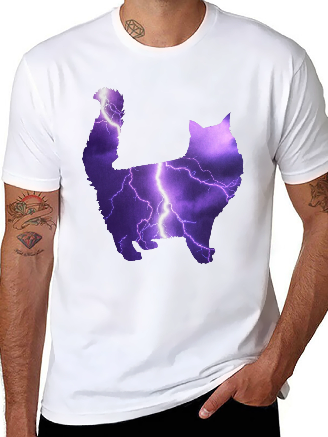 Cat Lightning Bolt Graphic T-Shirt