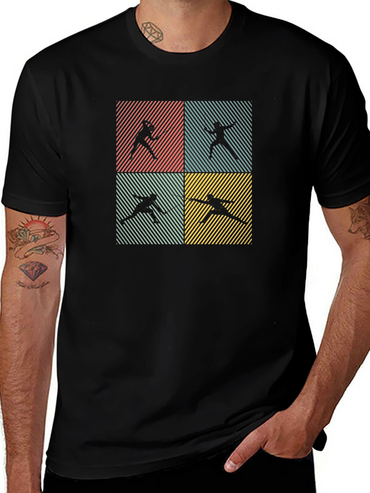 Fencing Silhouette Retro T-Shirt