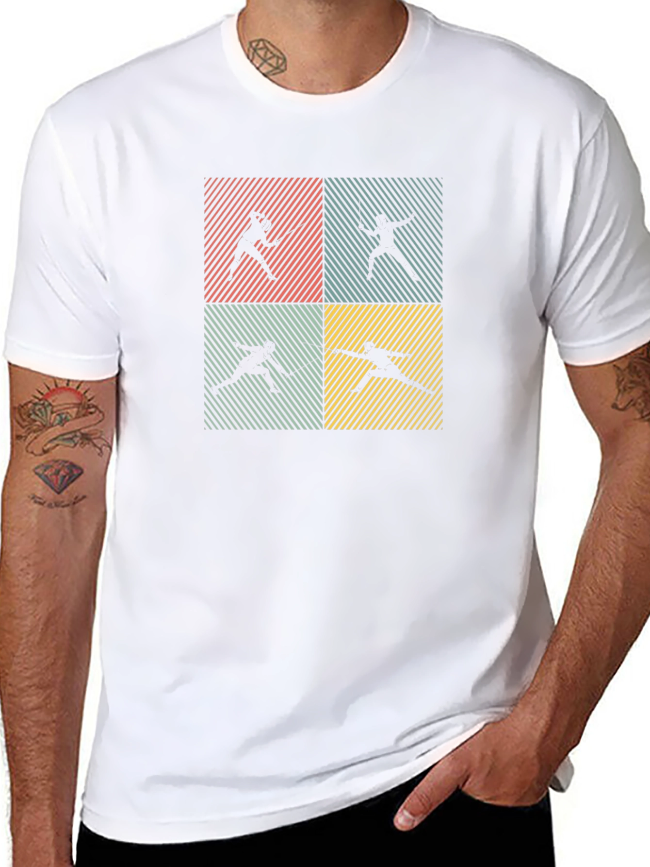 Fencing Silhouette Retro T-Shirt