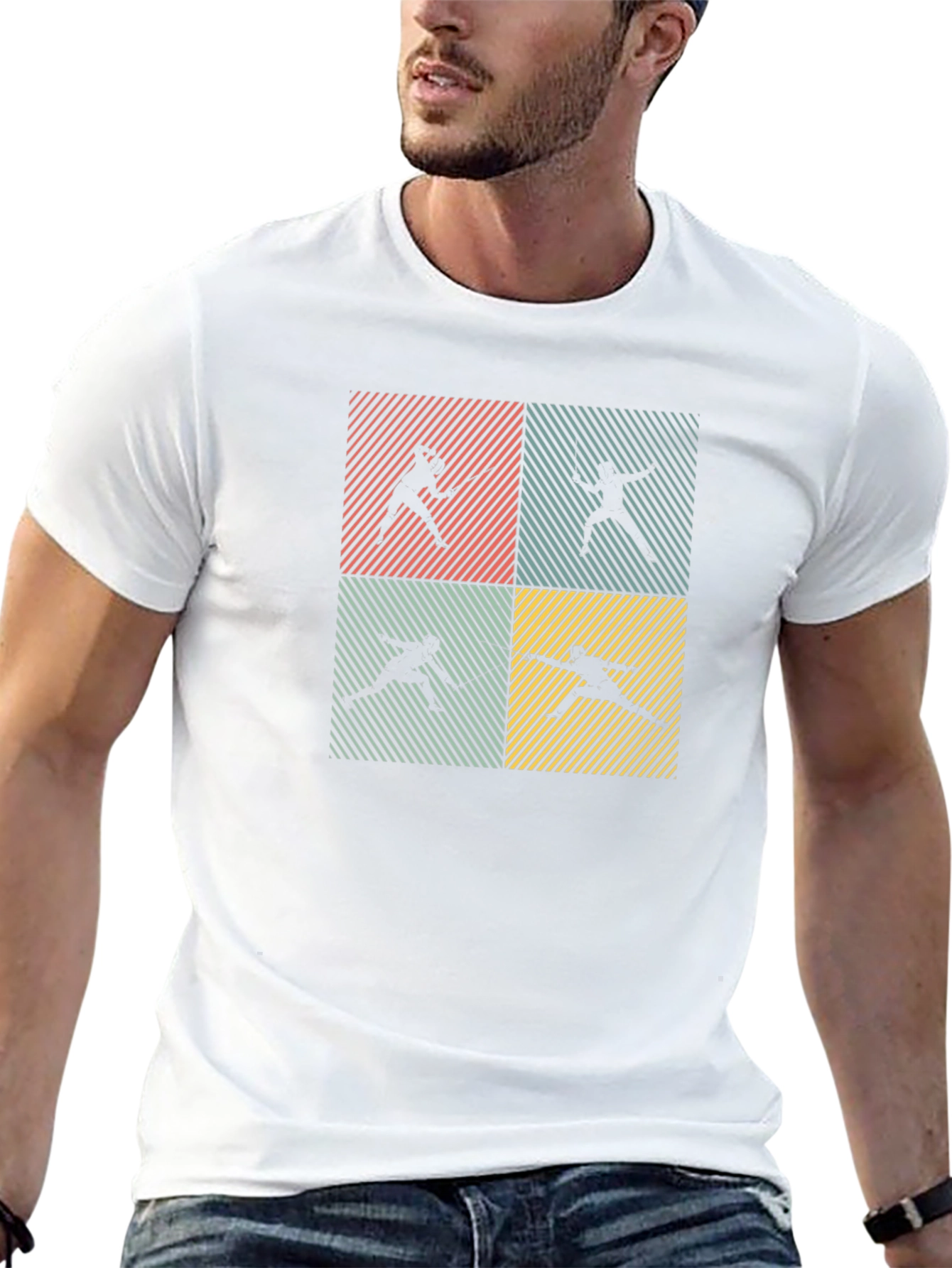 Fencing Silhouette Retro T-Shirt