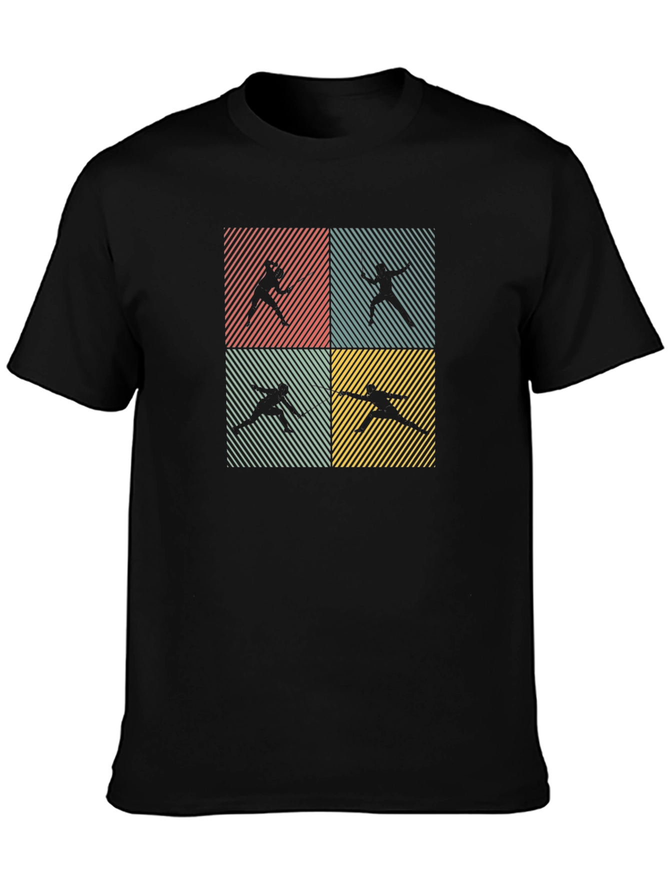 Fencing Silhouette Retro T-Shirt