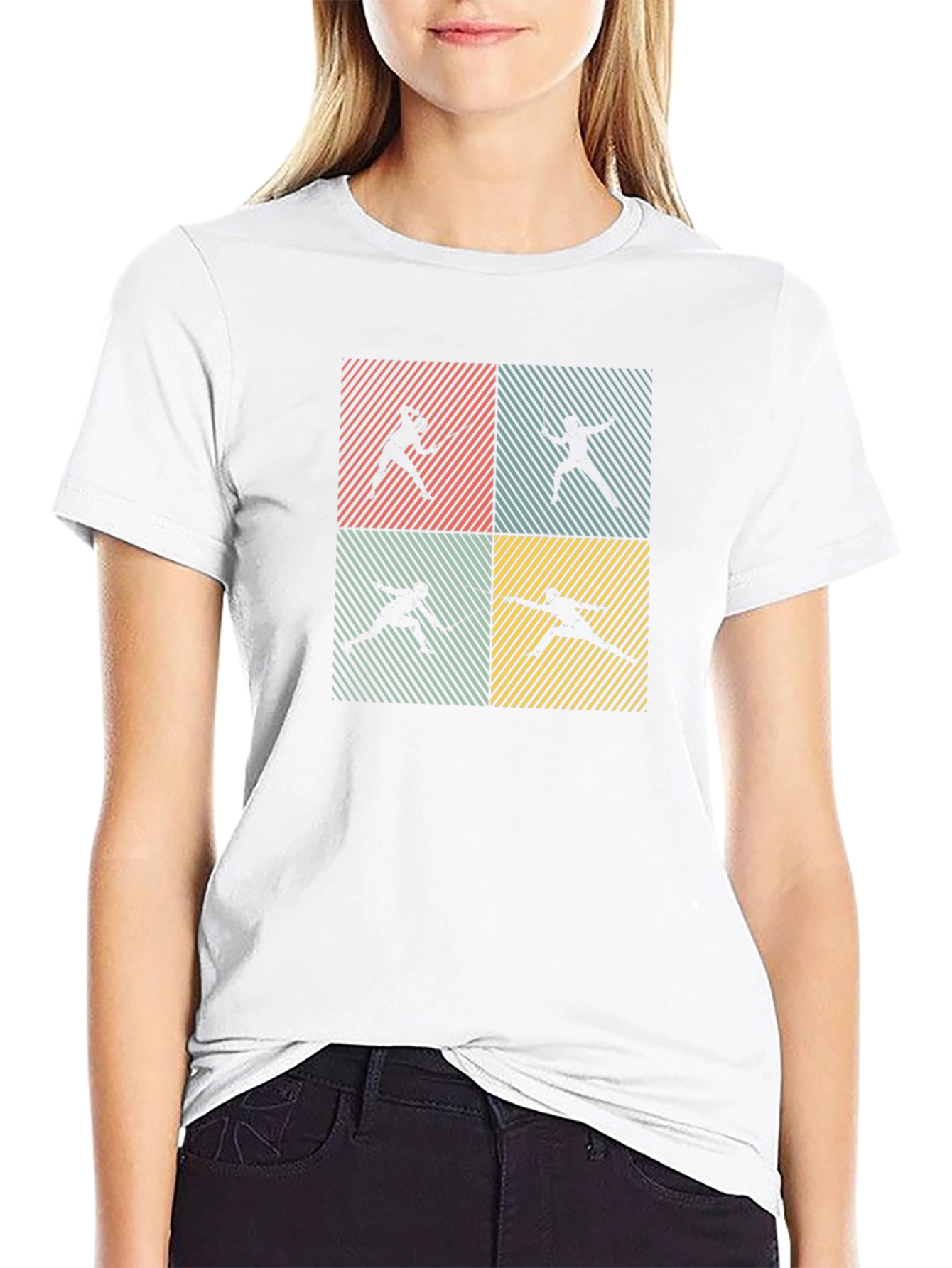 Fencing Silhouette Retro T-Shirt