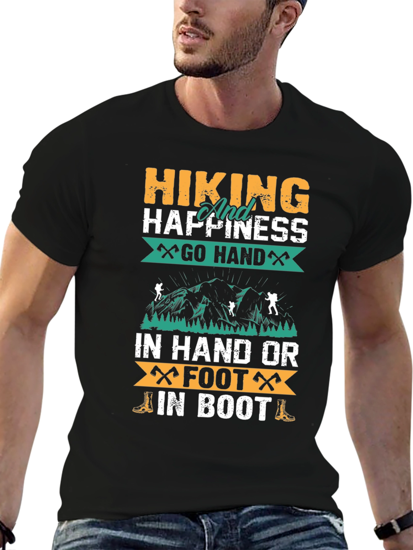 Hiking Happiness Black Graphic T-Shirt