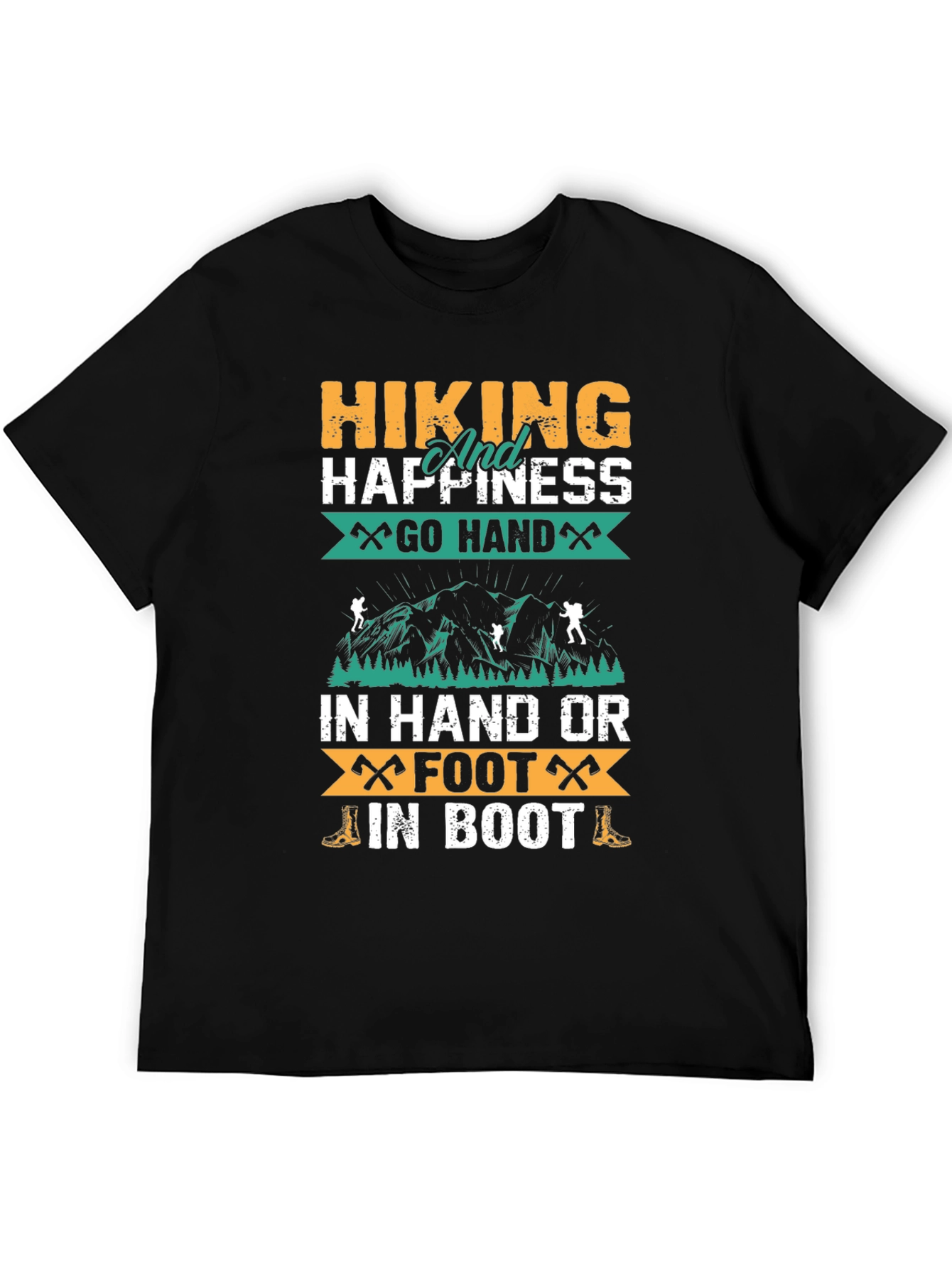 Hiking Happiness Black Graphic T-Shirt