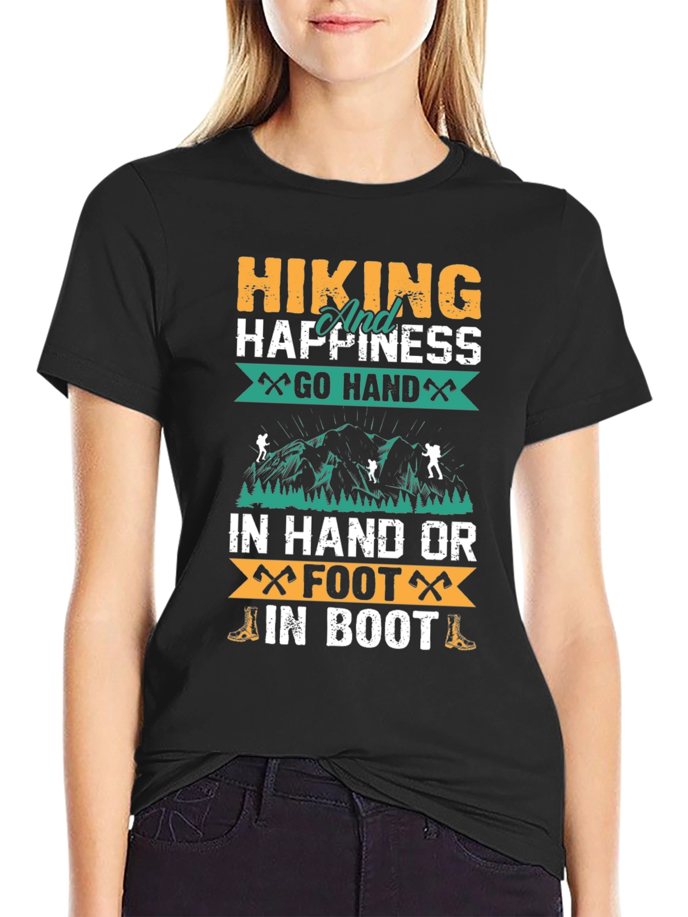 Hiking Happiness Black Graphic T-Shirt