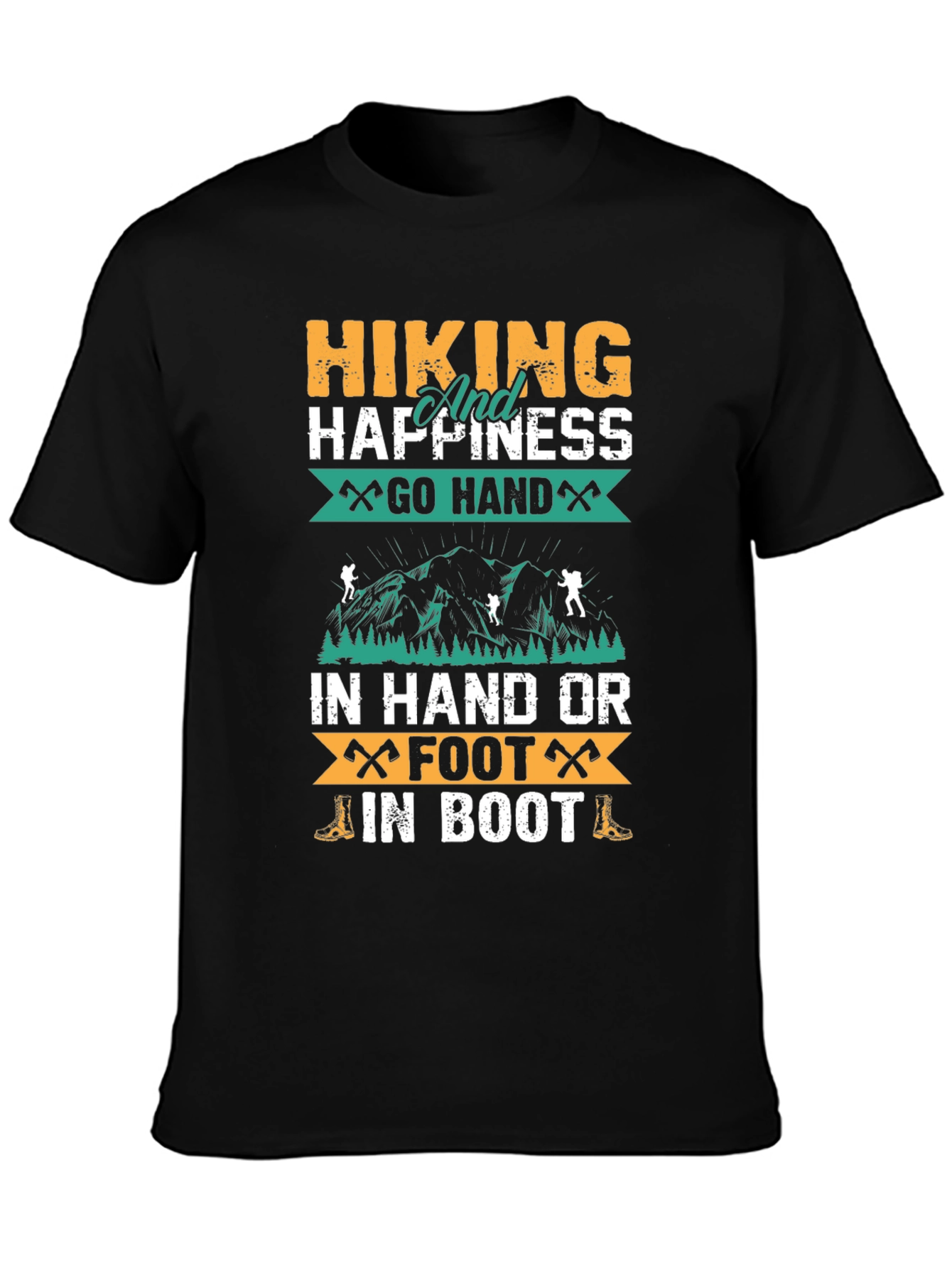 Hiking Happiness Black Graphic T-Shirt