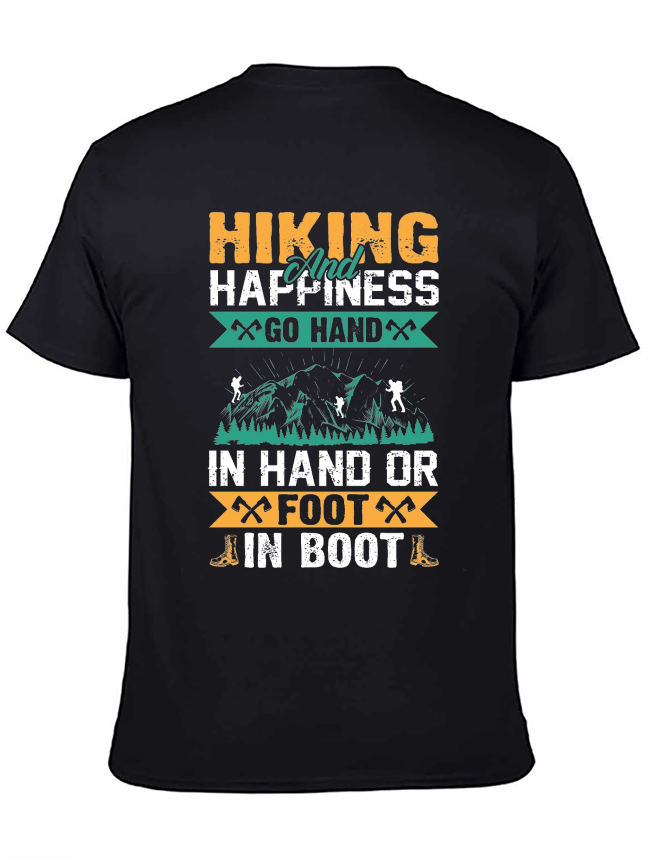 Hiking Happiness Black Graphic T-Shirt