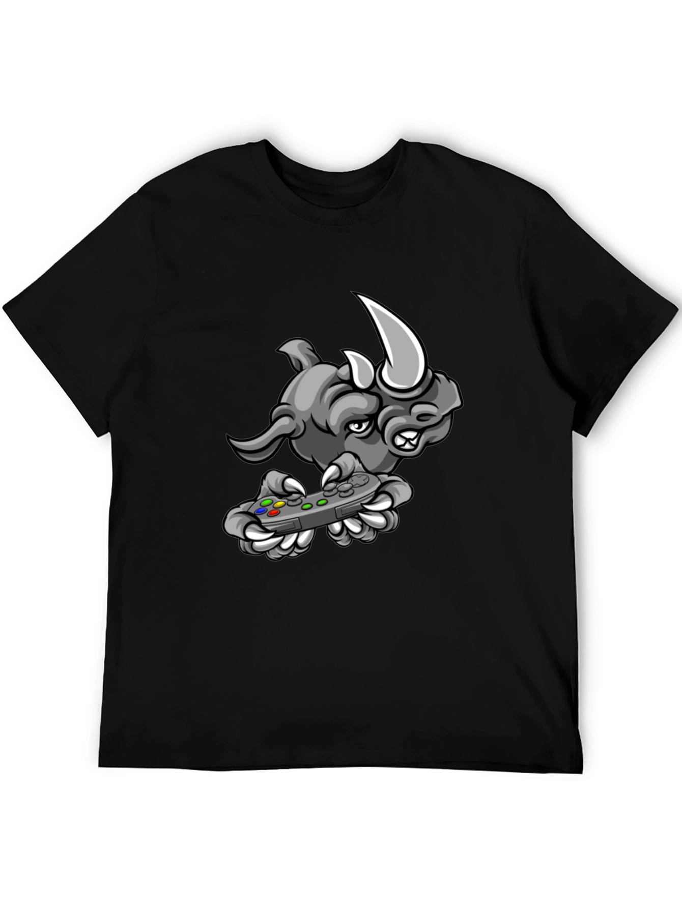 Gamer Rhino Graphic Tee - Black Cotton T-Shirt