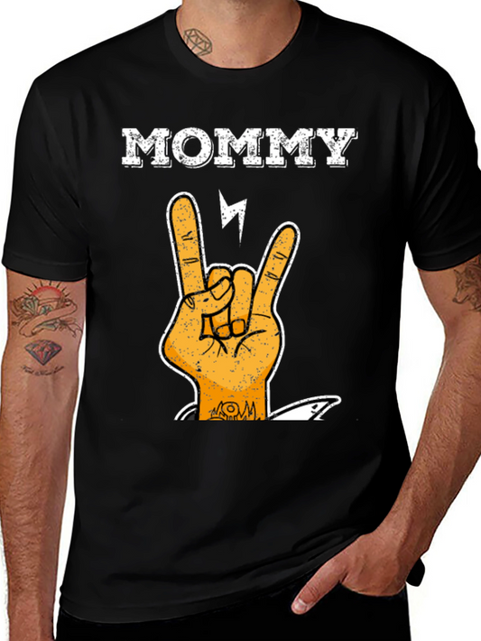 Mommy Rocks T-Shirt - Black Tee with Rock Hand Graphic