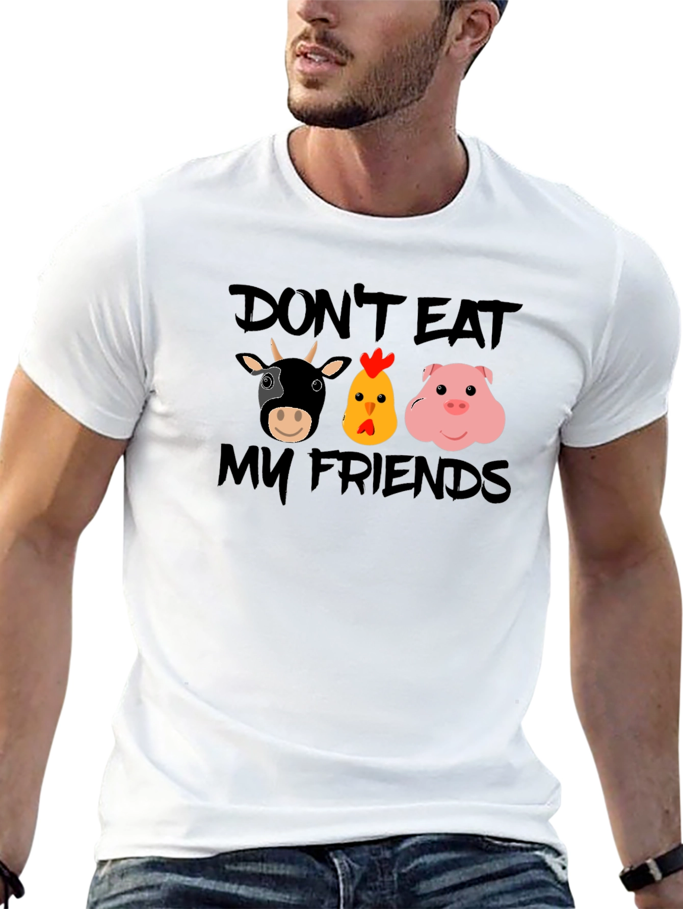 Vegan Dont Eat My Friends Graphic T-Shirt