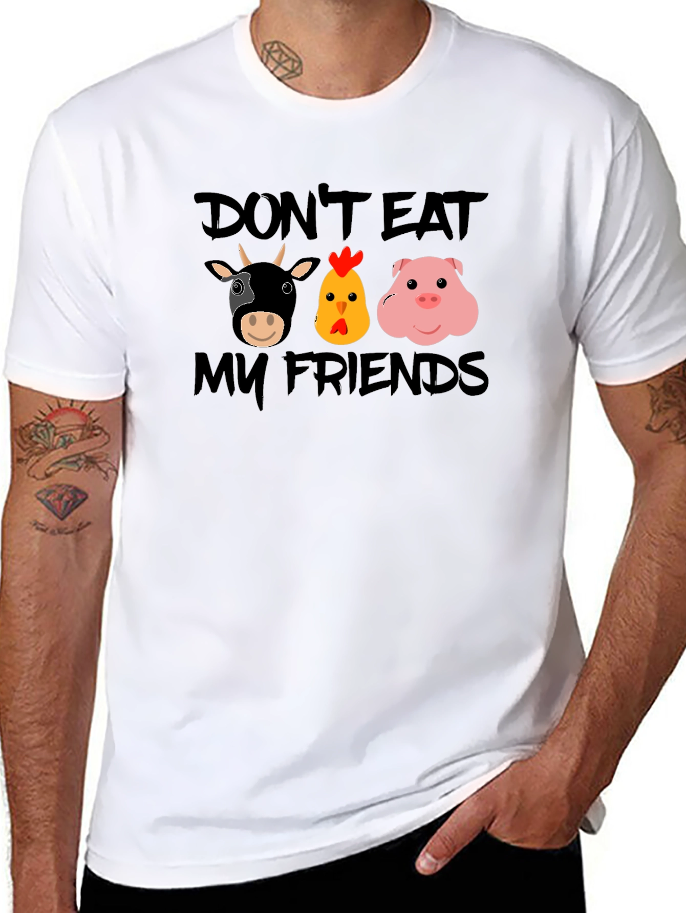 Vegan Dont Eat My Friends Graphic T-Shirt