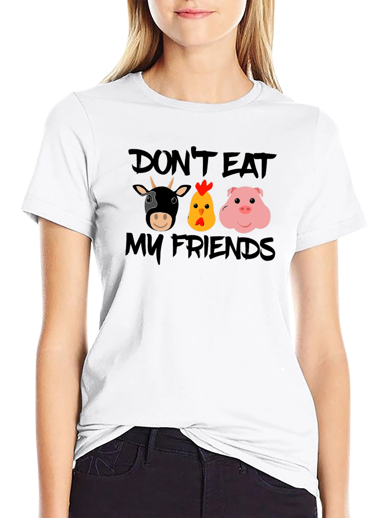 Vegan Dont Eat My Friends Graphic T-Shirt
