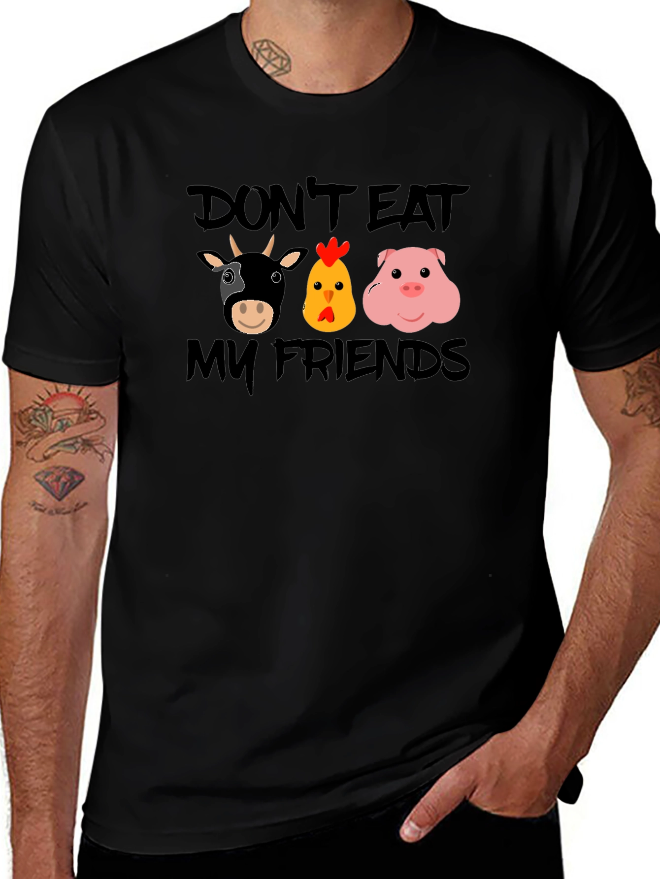 Vegan Dont Eat My Friends Graphic T-Shirt