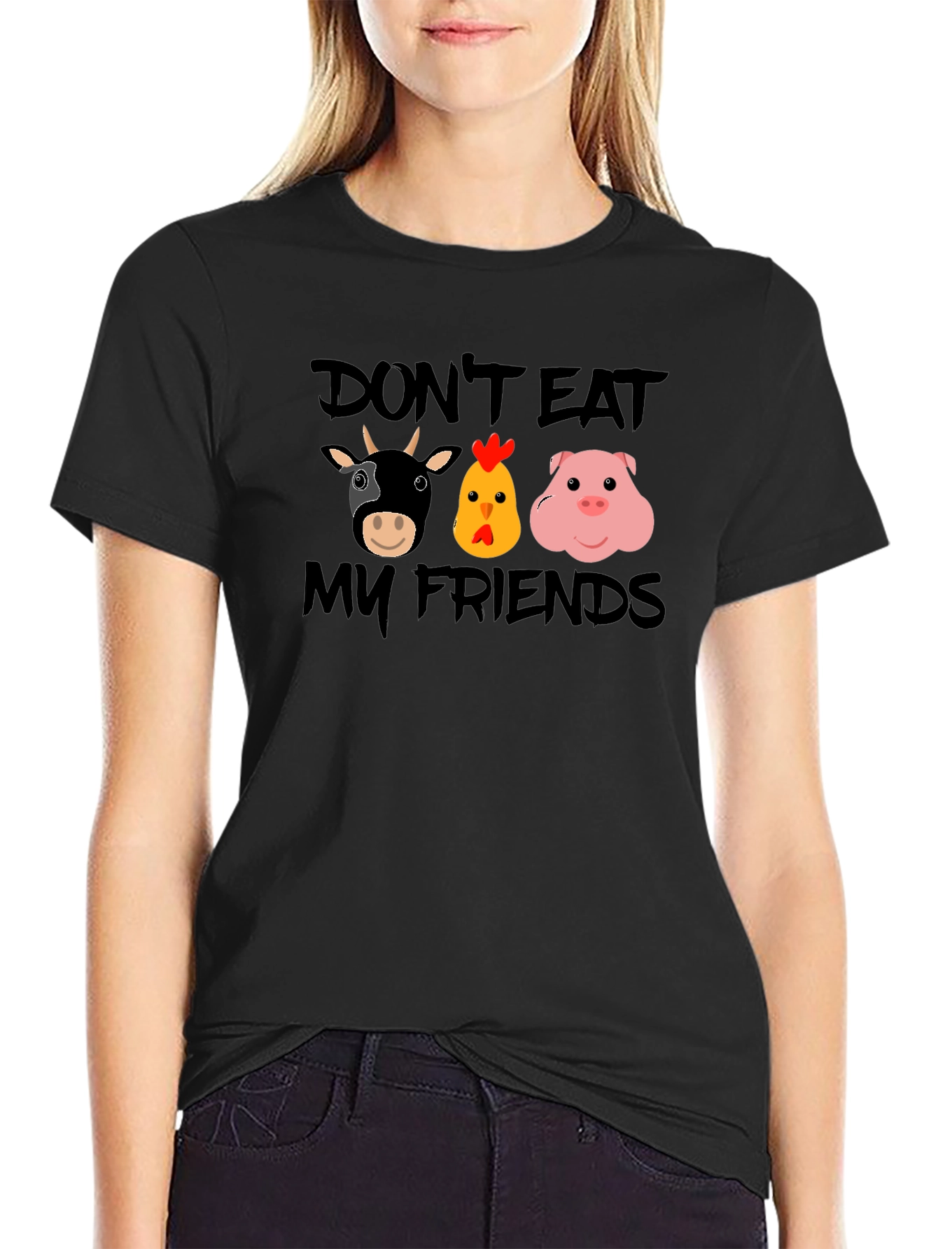 Vegan Dont Eat My Friends Graphic T-Shirt