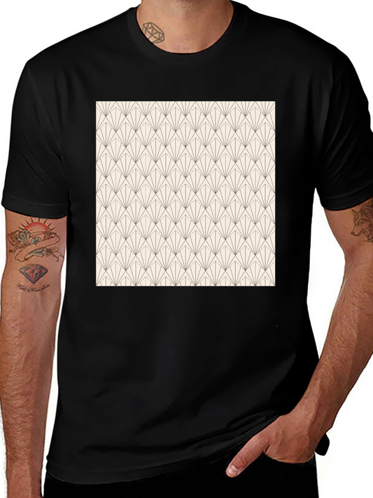 Geometric Art Deco Style Black T-Shirt