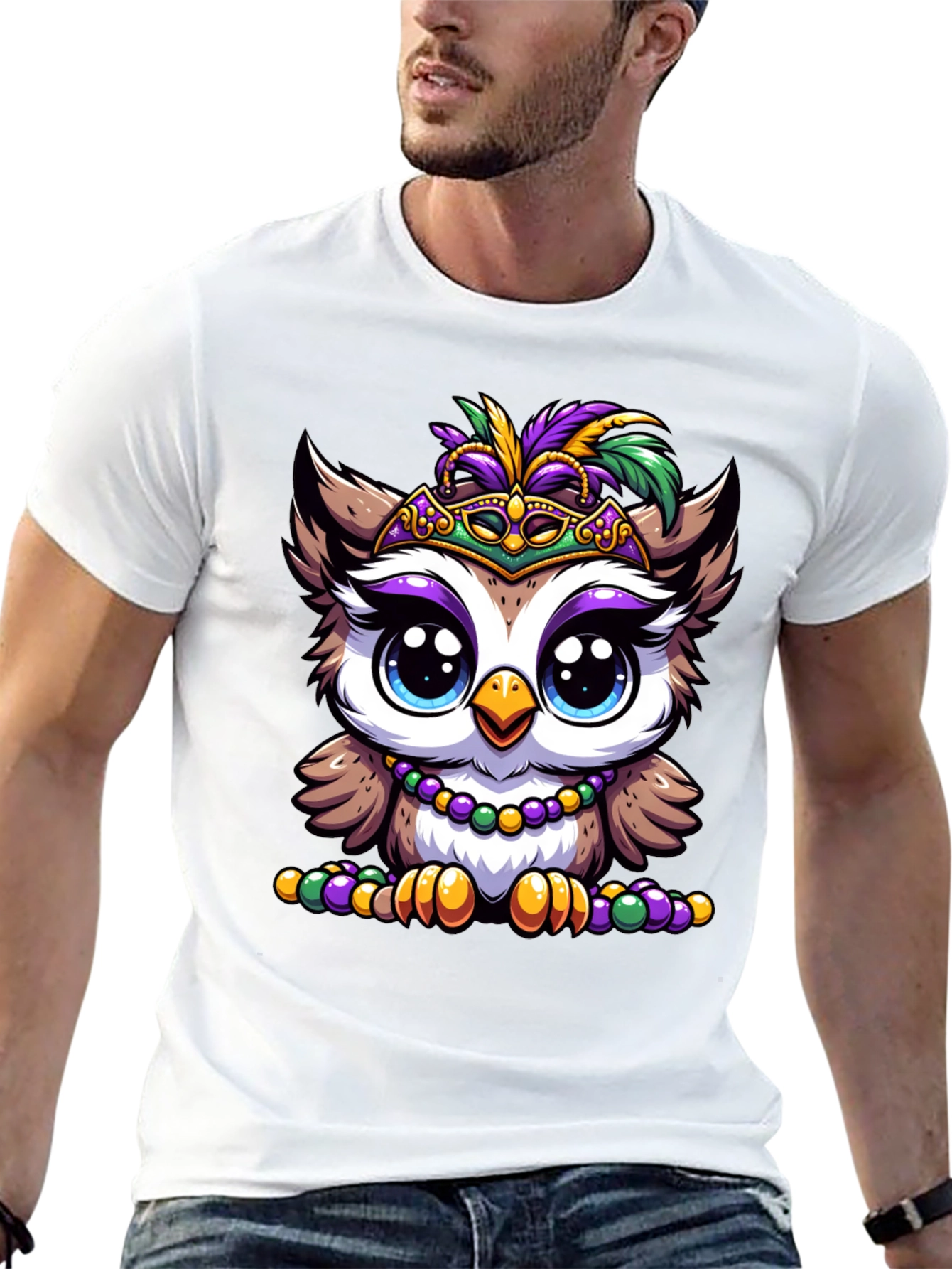 Mardi Gras Owl Graphic Tee