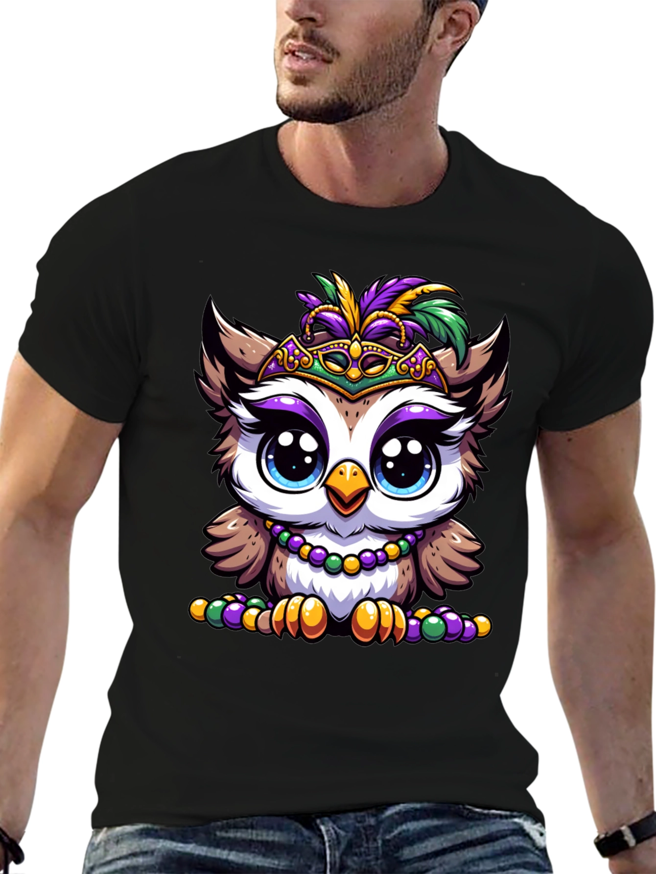 Mardi Gras Owl Graphic Tee