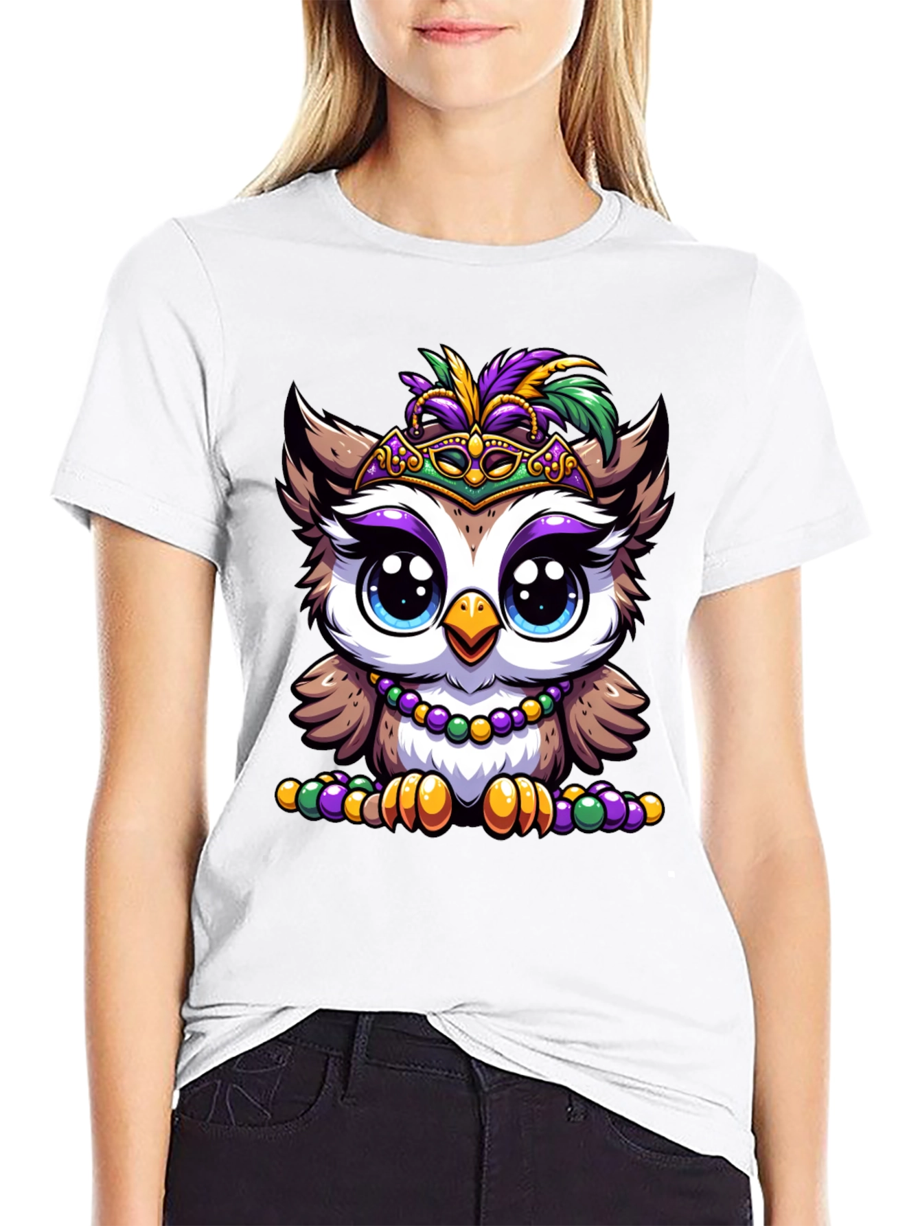 Mardi Gras Owl Graphic Tee