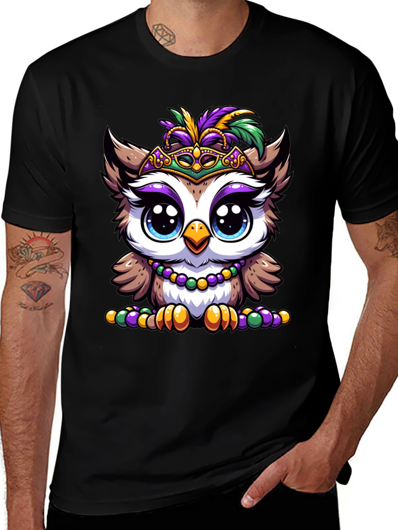 Mardi Gras Owl Graphic Tee