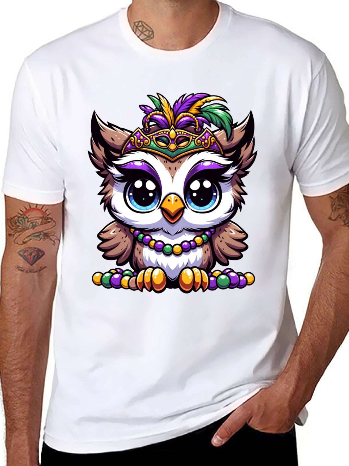 Mardi Gras Owl Graphic Tee
