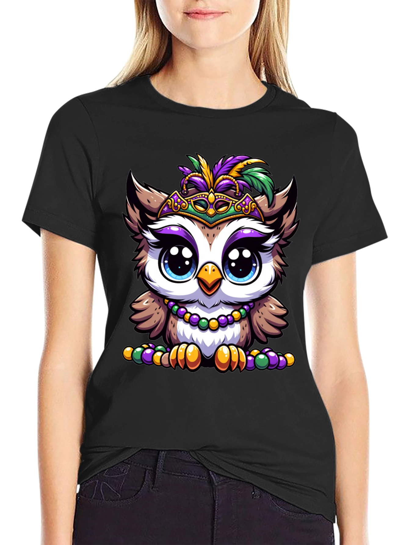 Mardi Gras Owl Graphic Tee