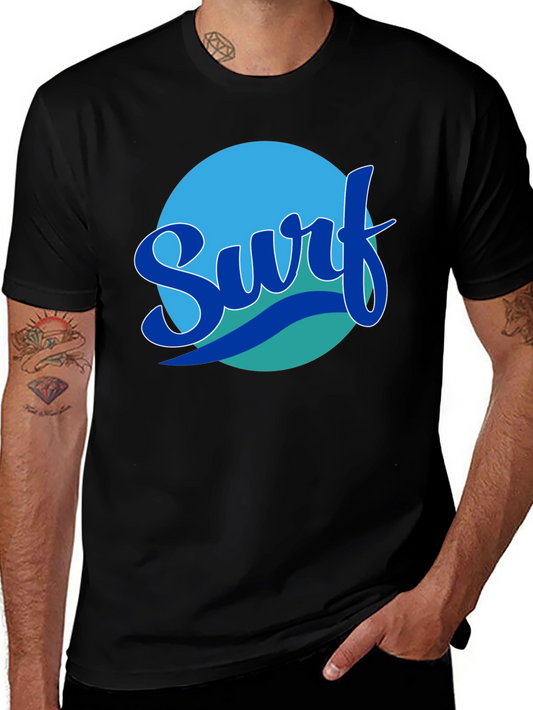 Surf Graphic Tee - Black Cotton T-Shirt