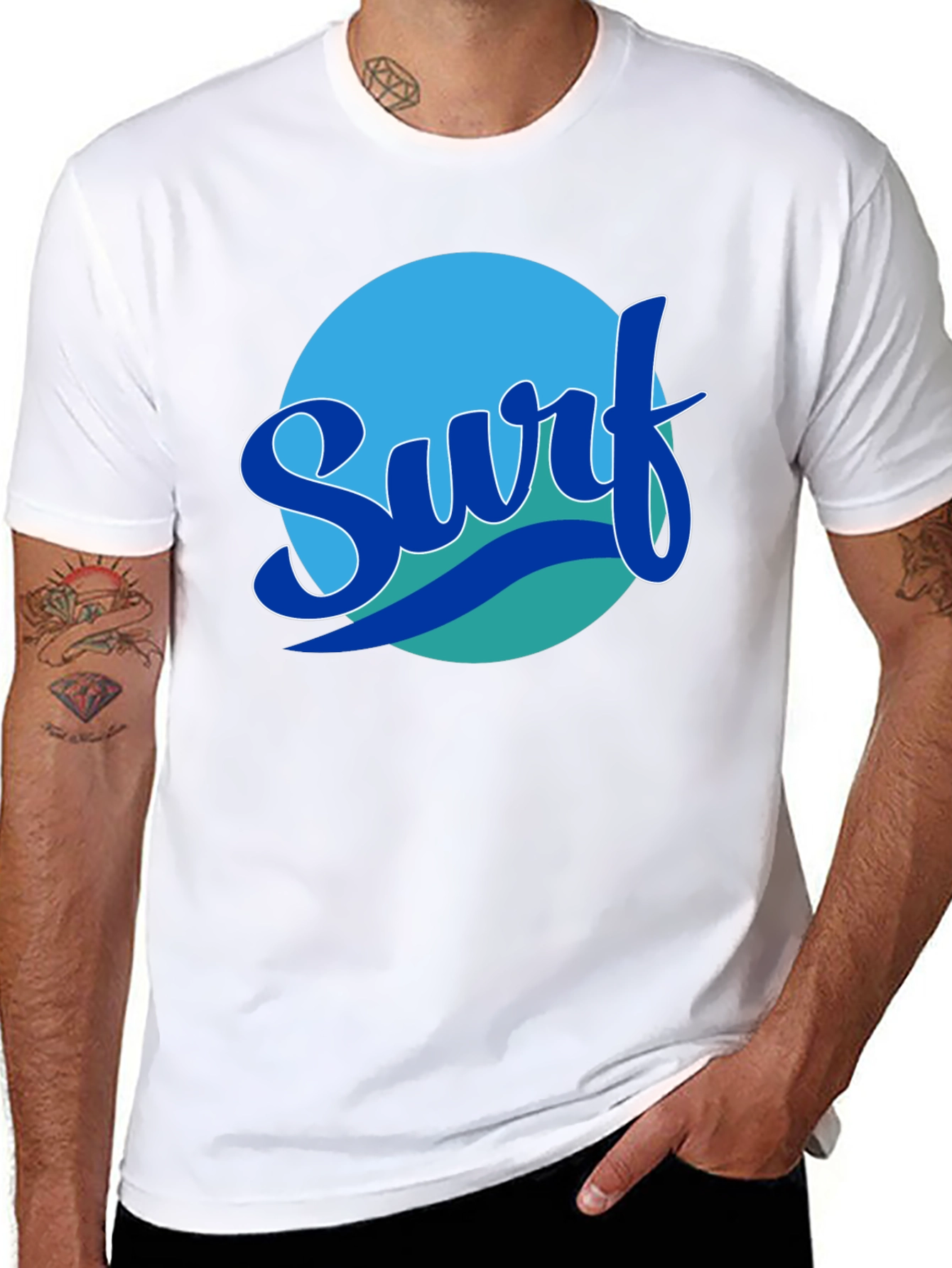 Surf Graphic Tee - Black Cotton T-Shirt