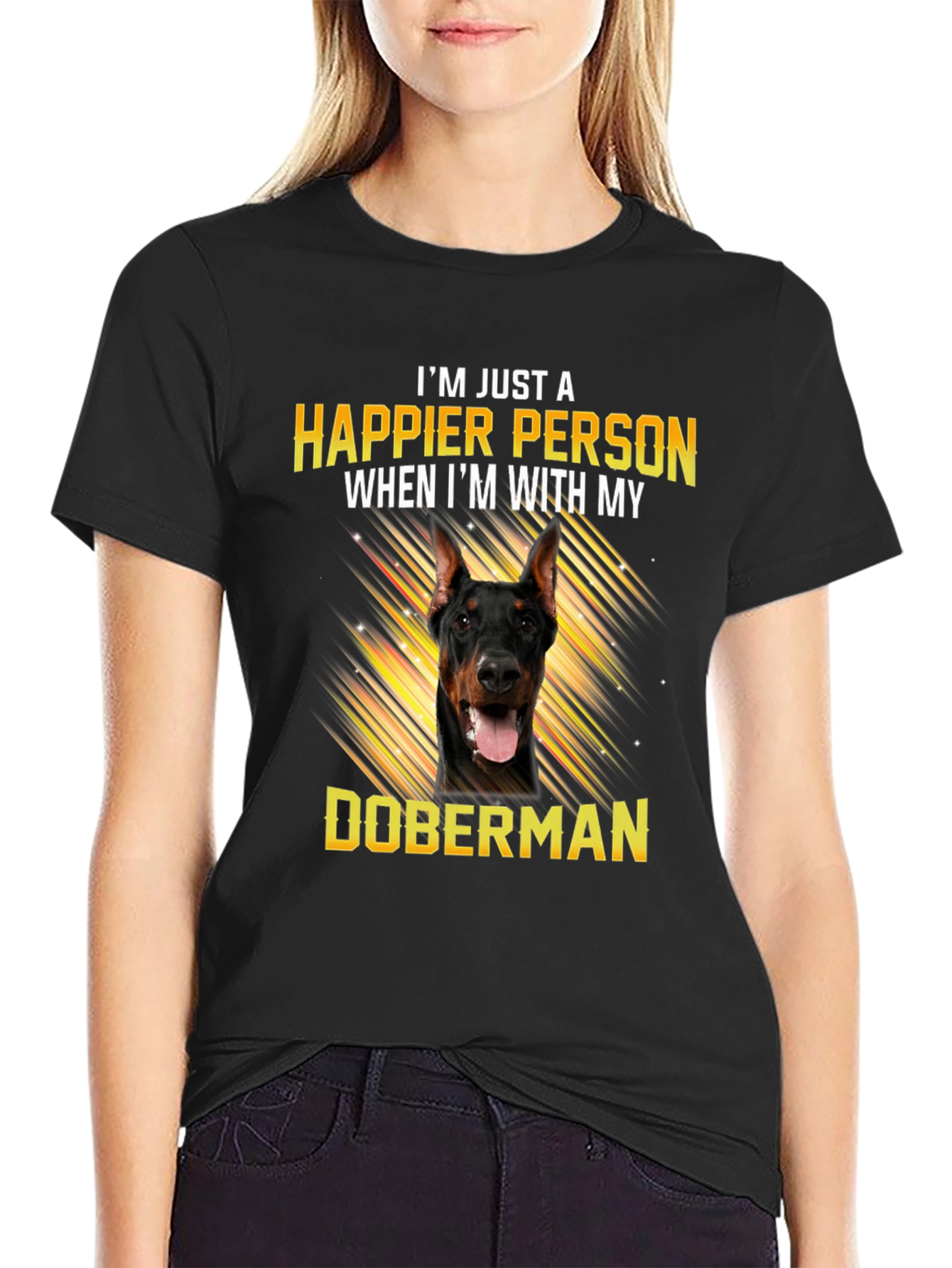 Happier Person Doberman T-Shirt
