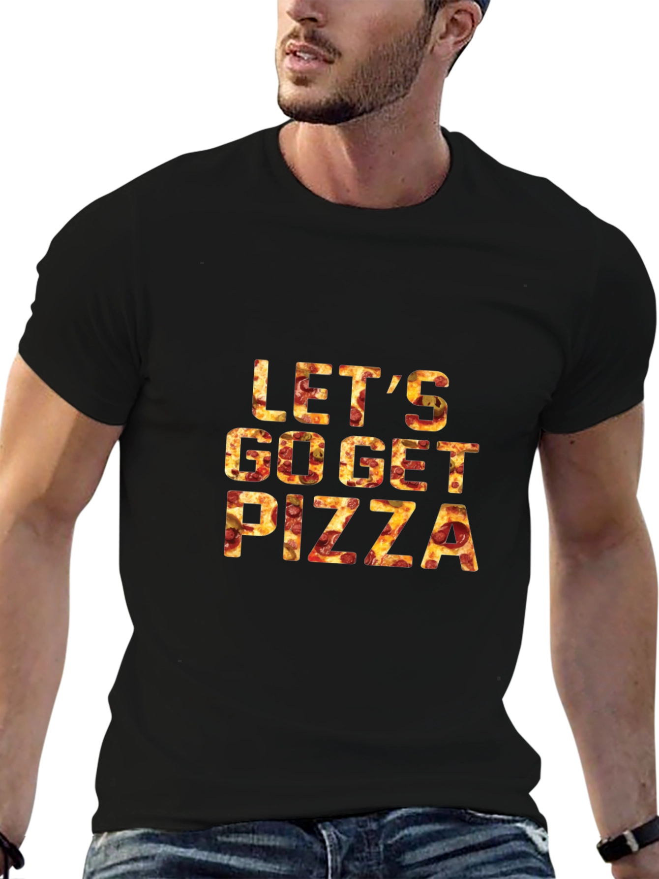 Lets Go Get Pizza T-Shirt - Black Cotton Tee