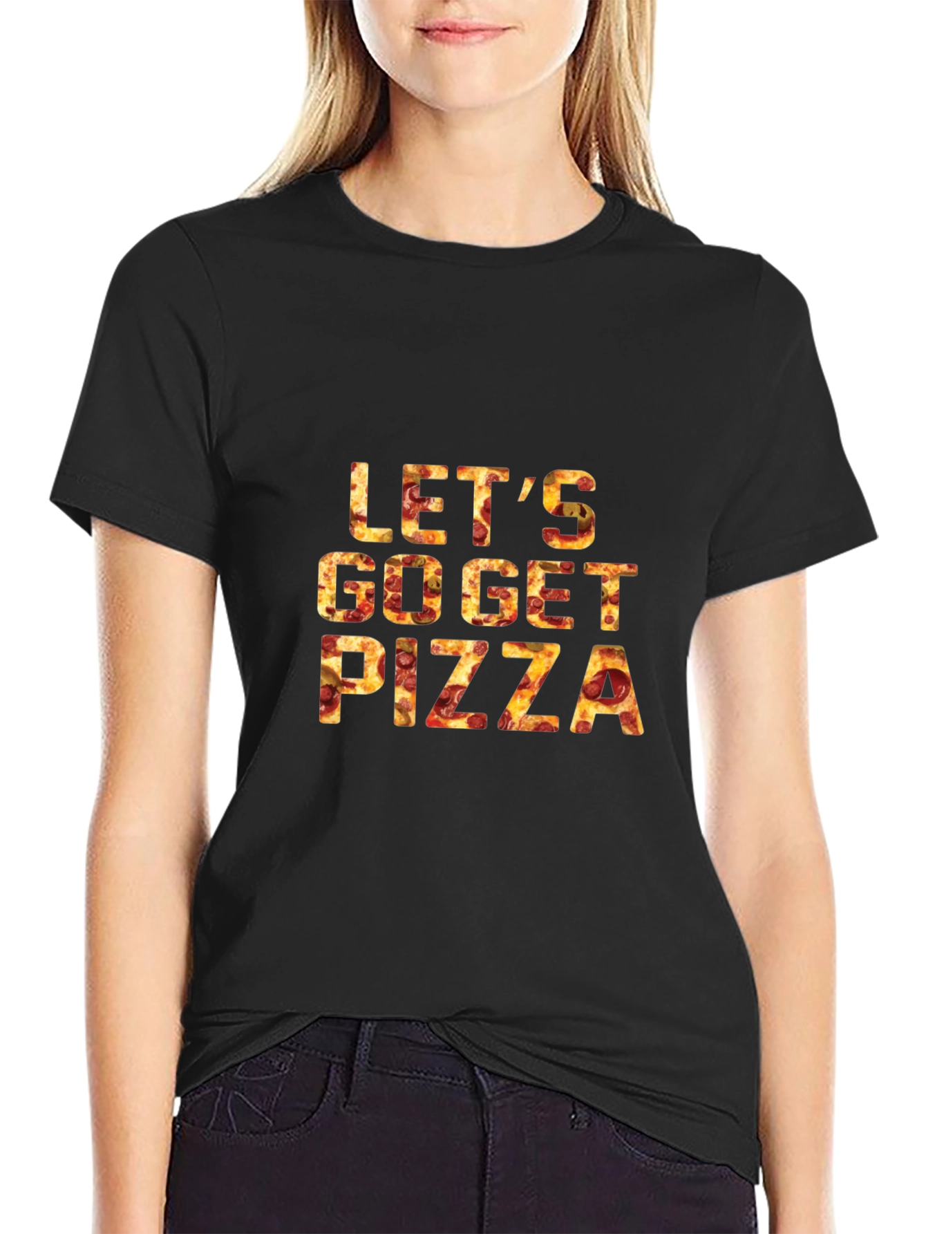 Lets Go Get Pizza T-Shirt - Black Cotton Tee