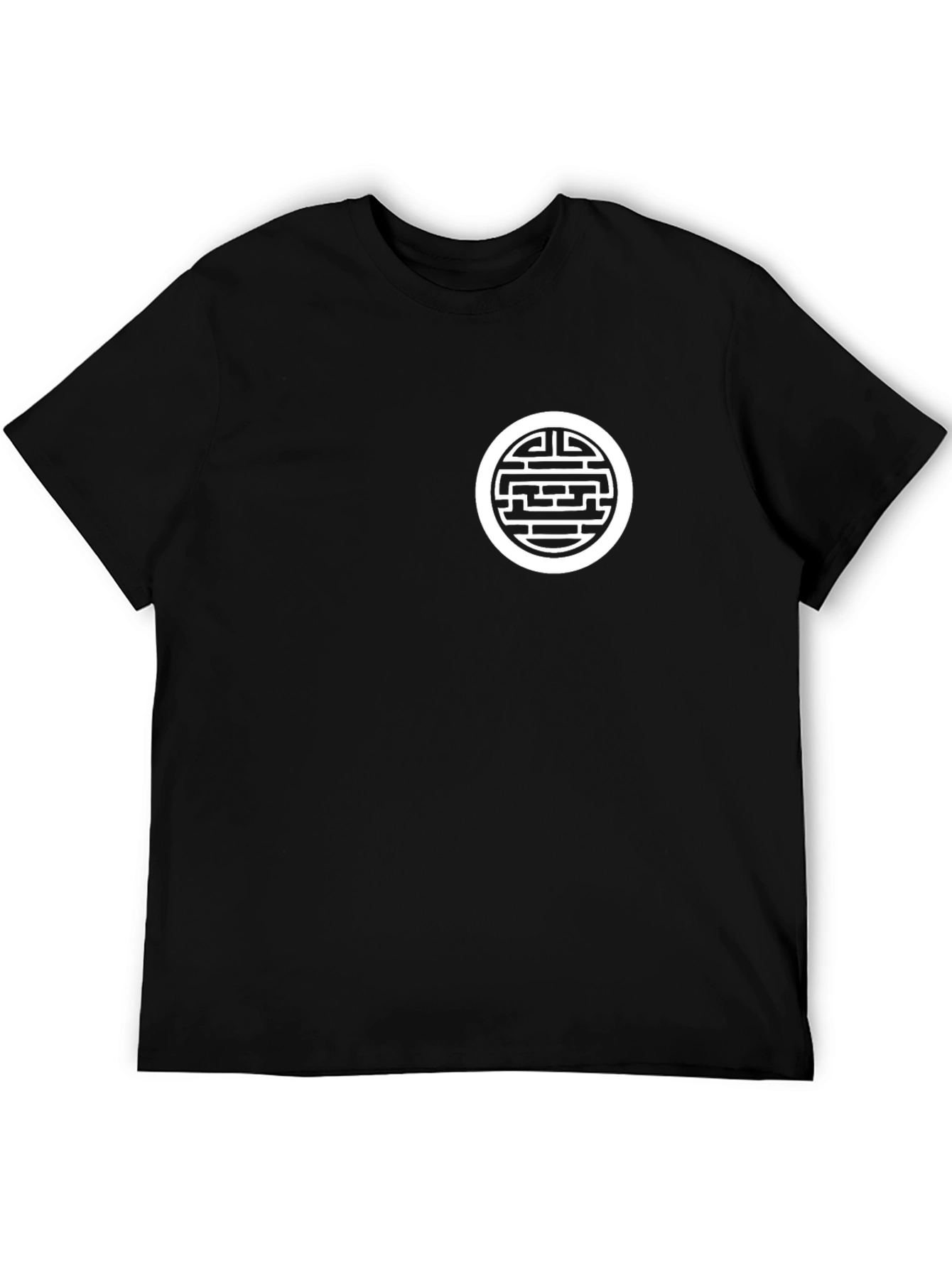 Mens Black T-Shirt with Circular Maze Design