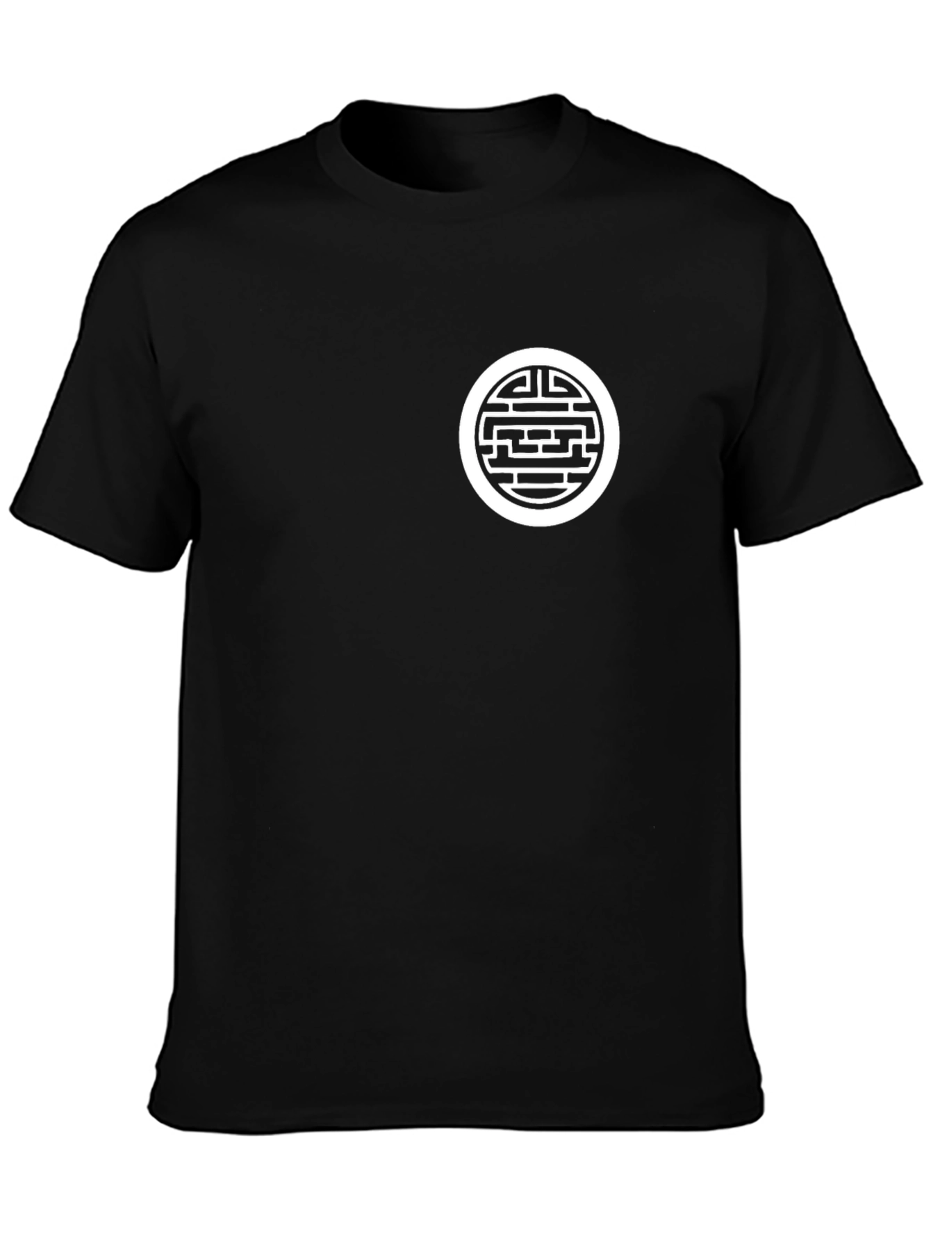 Mens Black T-Shirt with Circular Maze Design