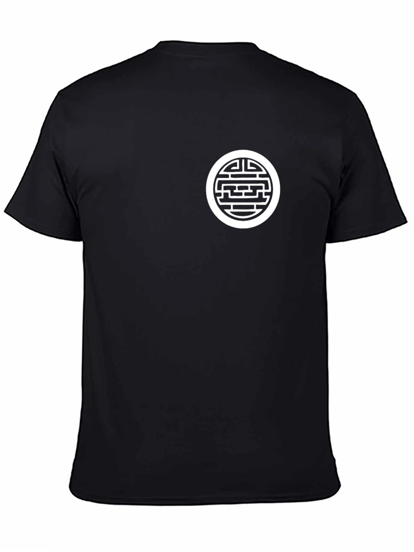 Mens Black T-Shirt with Circular Maze Design