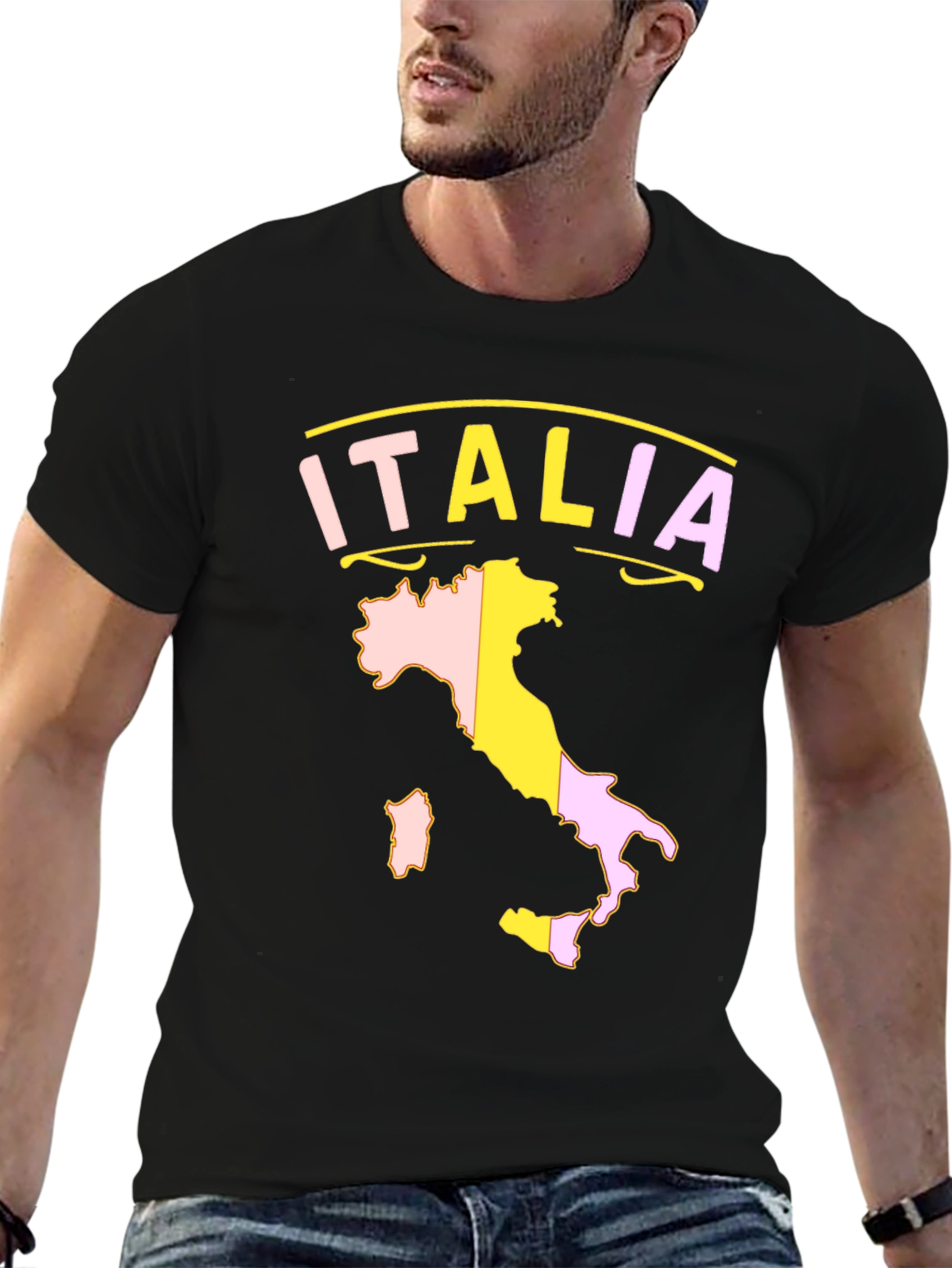 Italia Map Graphic Tee - Mens Black T-Shirt