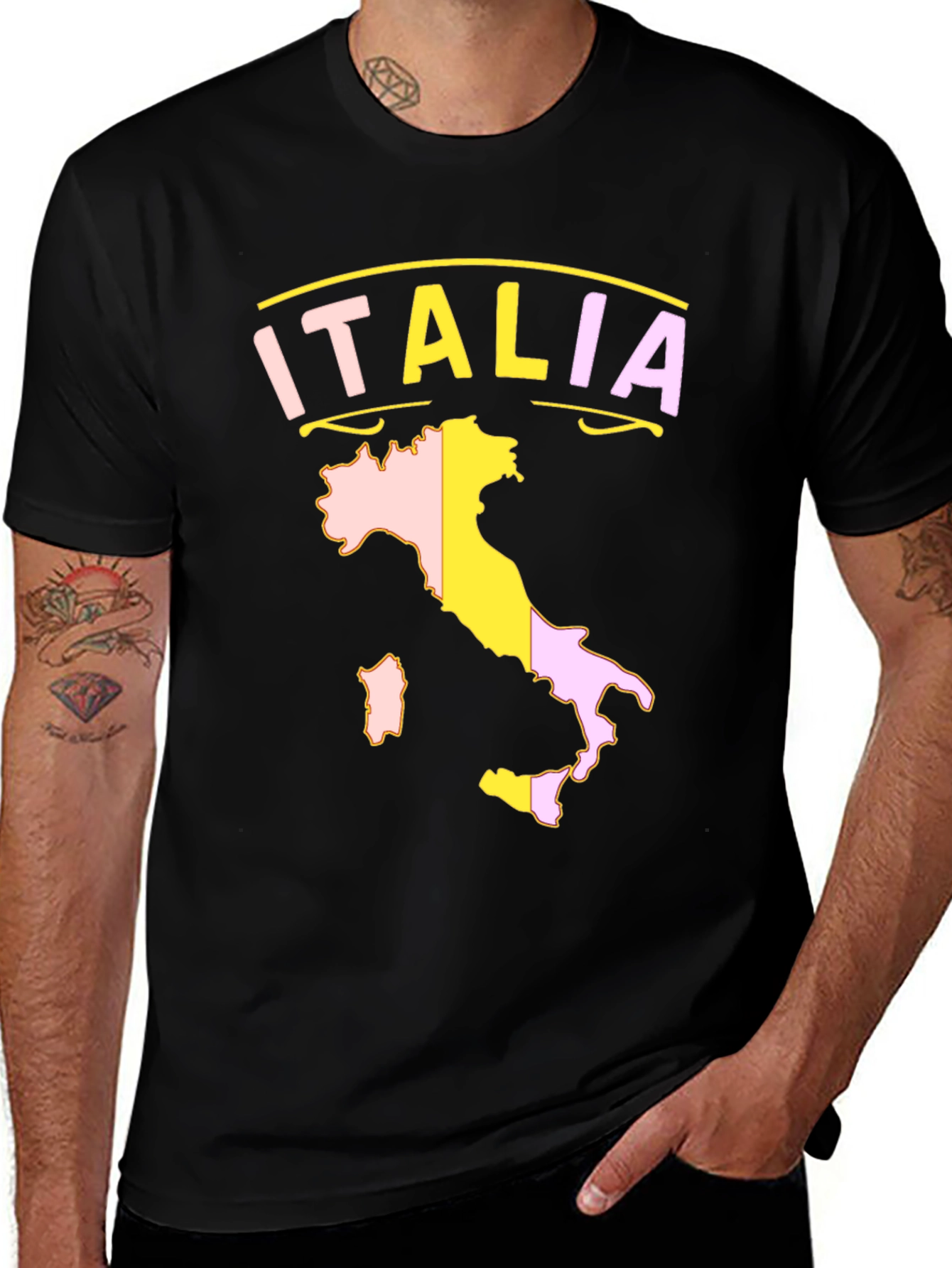 Italia Map Graphic Tee - Mens Black T-Shirt