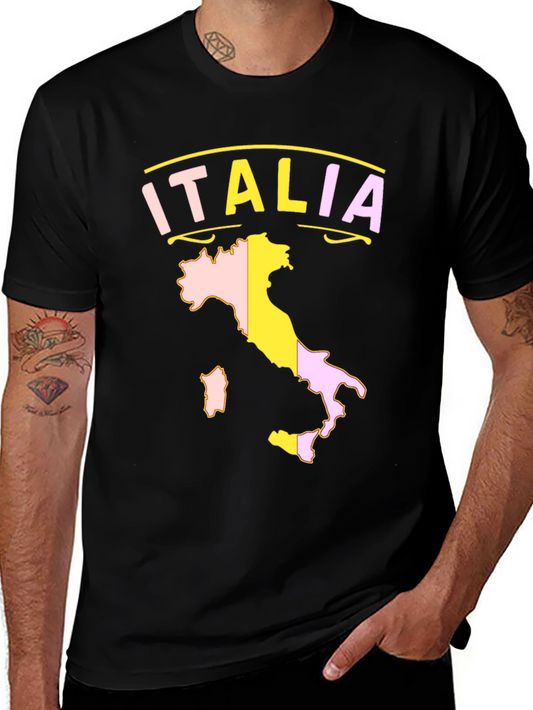Italia Map Graphic Tee - Mens Black T-Shirt