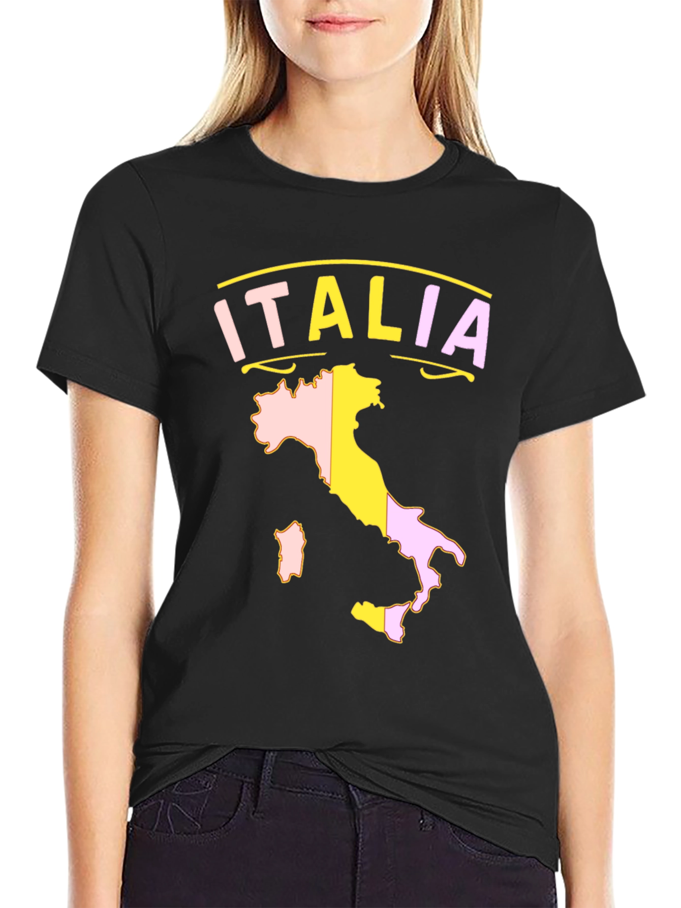 Italia Map Graphic Tee - Mens Black T-Shirt