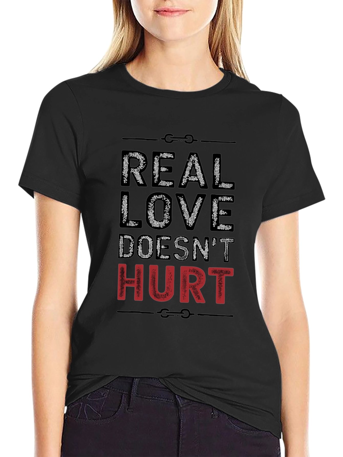 Real Love Doesnt Hurt Graphic Tee - Black